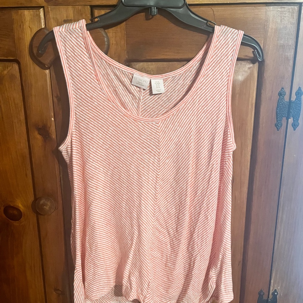 Striped Red Sleeveless Linen Top